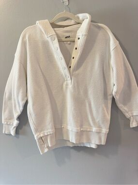 Aerie Oversized Women’s White Ribbed Hoodie Size XXS